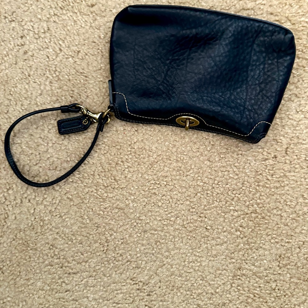 Coach black wristlet with twist lock